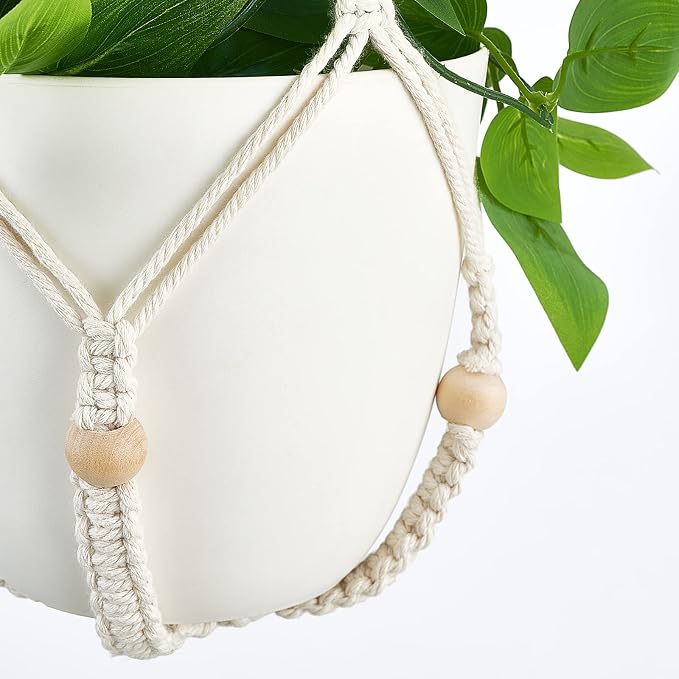 Mkono Fake Hanging Plant, Macrame Hanger - Image 7