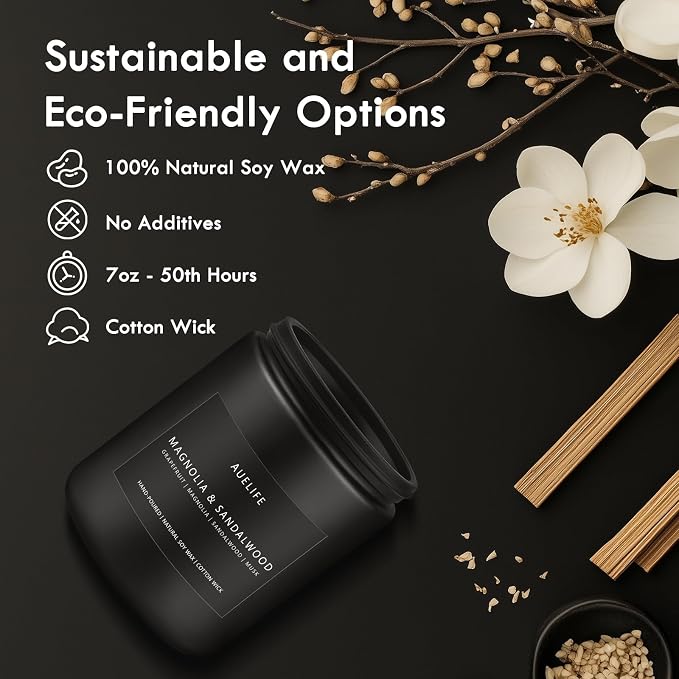 Magnolia & Sandalwood Scented Candle - Image 3
