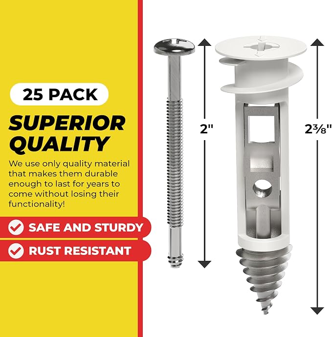 Heavy Duty Drywall Anchors and Screws Kit Including Toggle Anchors & Screws - Image 3