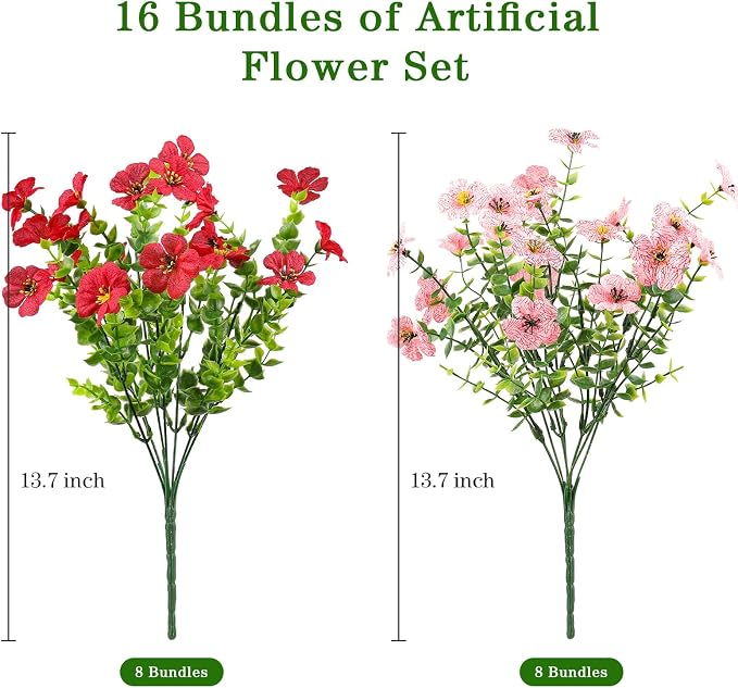 AGIRL Artificial Flowers Outdoor UV Resistant Fake Plant Garden Patio Decor | - Image 2