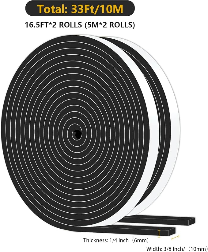 Weather Stripping, High Density CR, 1/4 in x 1/4 in x 33 Ft | Weather Stripping - Image 2