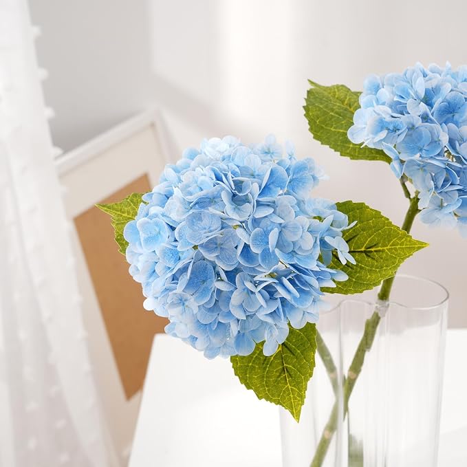 21" Real Touch Blue Hydrangea Artificial Flowers - Image 2