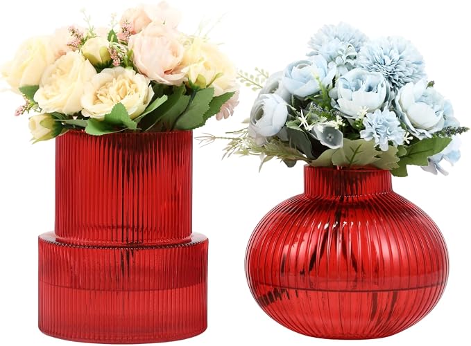 Ribbed Glass Vases, Modern Vase by YANWE