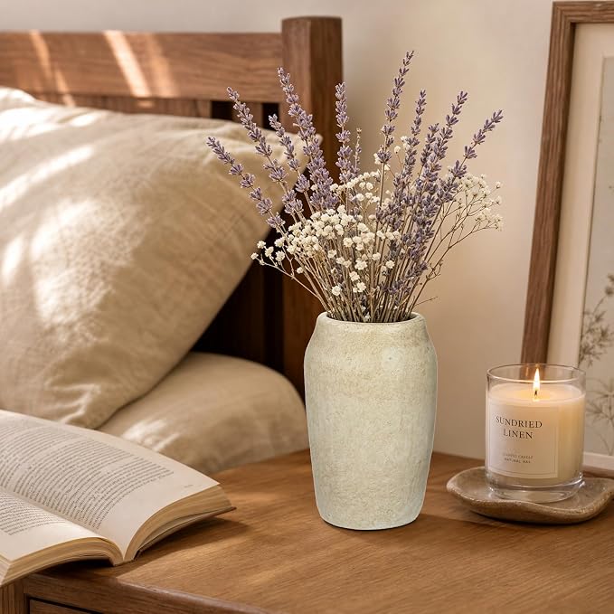 Briful Rustic Vase for Farmhouse Tabletop Decor, 6.8" Small Ceramic Vase - Image 5