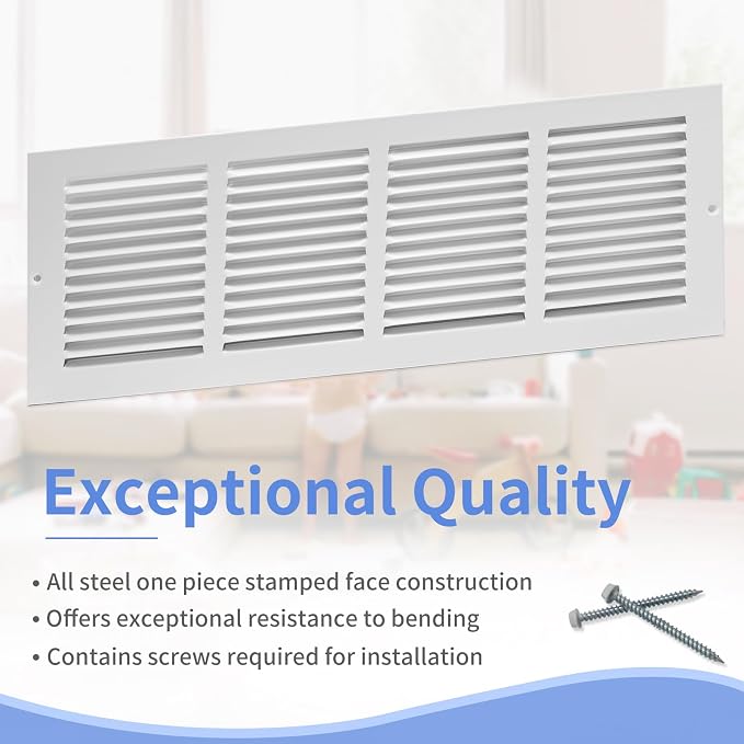 Howeall 20"W x 6"H Steel Return Air Grille, Air Return Vent Cover - Image 2