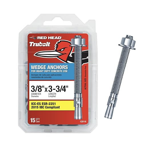 Red Head TruBolt 3/8 x 3-3/4" Heavy-Duty Wedge Concrete Anchors by Unknown