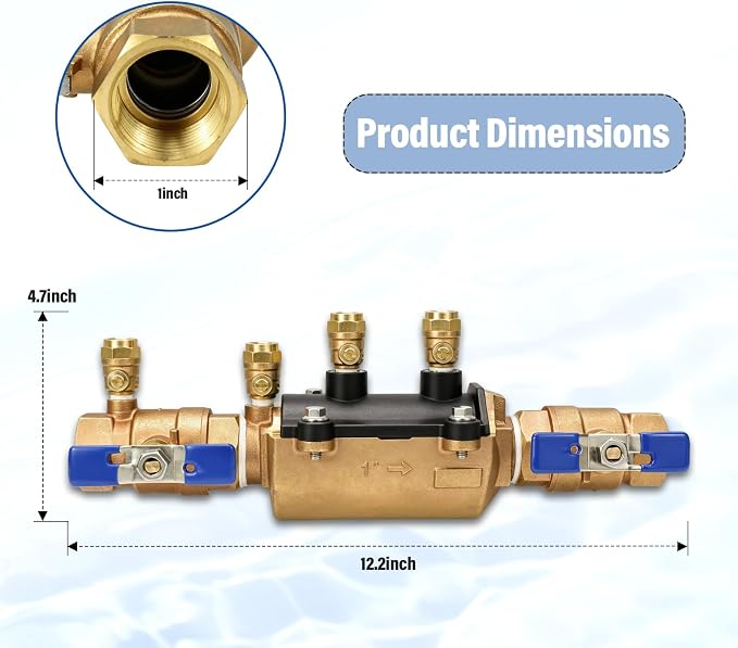 1-350 1" Double Check Backflow Preventer, Double Check Valve Assembly | Cast - Image 2