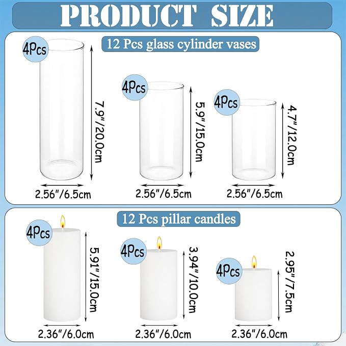 24 Pcs White Pillar Candles - Image 3