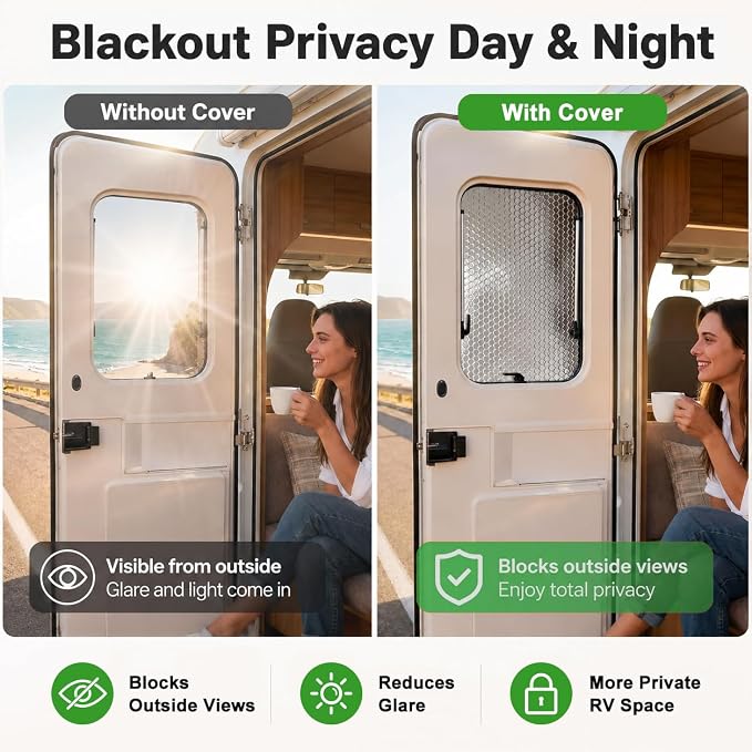 RV Door Window Shade Cover, Reflective Insulation Shade - Image 2