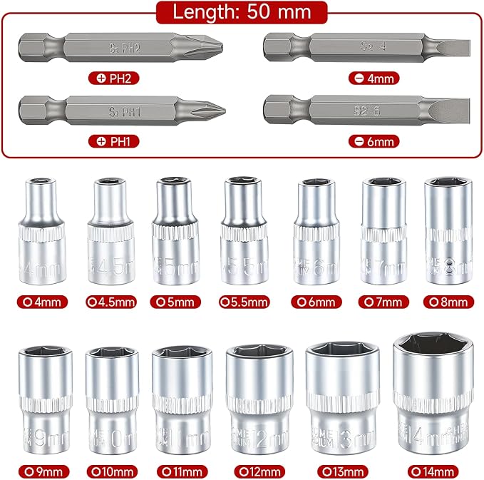 130PCS Mini Ratchet Set, 1/4 Inch Socket Set, Screwdriver Bits. | 72-Tooth - Image 2