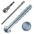 Wensilon 3/8" x 5" Zinc Plated Large Diameter Concrete Screw Actual Thickness by Wensilon