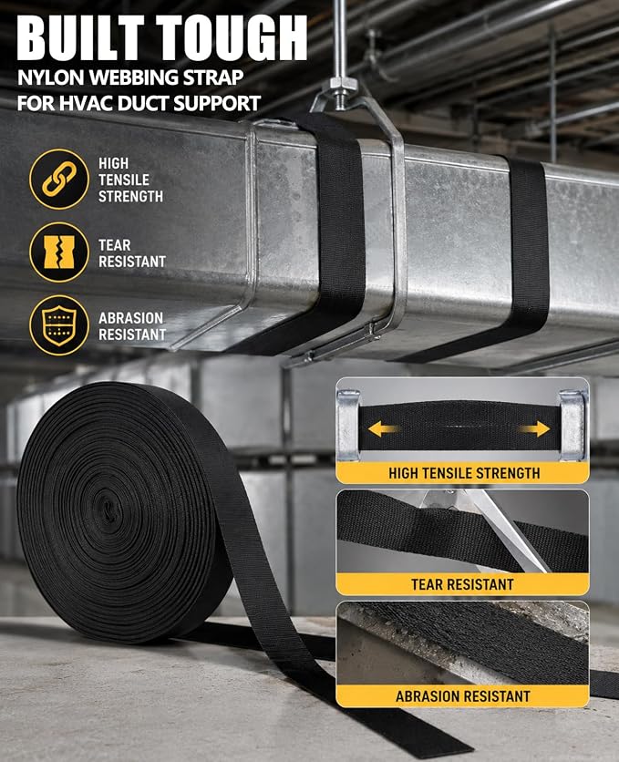 Heavy Duty Nylon HVAC Duct Strap, 2in x 147ft Duct Support Webbing | Heavy duty - Image 5