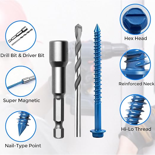 200PCS Concrete Screws, 3/16" 1/4" Masonry Screws - Image 5