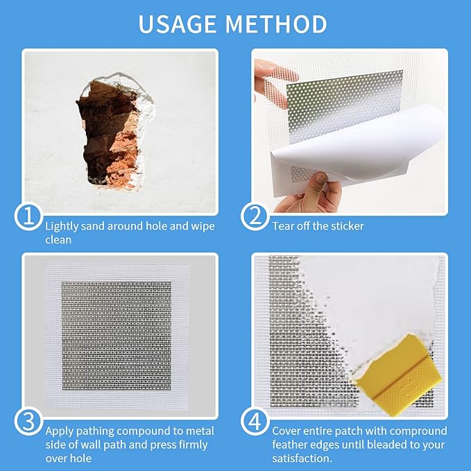 6 Inch 6Pack Drywall Patch Drywall Repair kit, Wall Repair Patch Kit, Patch - Image 2