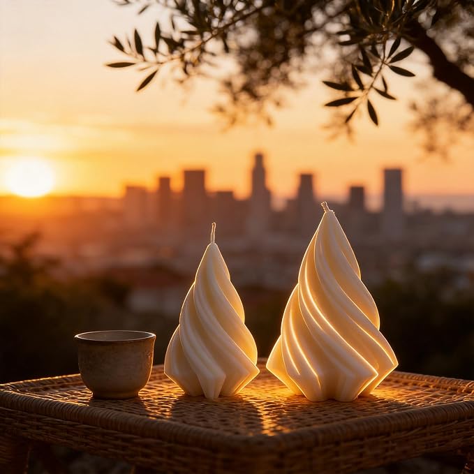 2PCS Spiral Scented Pillar Candles, Beautiful Handmade Christmas Tree Candle | - Image 8