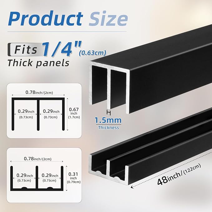 Raytano 2 Sets 48" Metal Sliding Door Track Set - Image 2