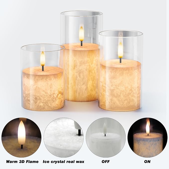 VIODAIM Ice Crystal Real Wax Glass Flameless Candles - Image 6