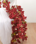 Artificial Flower Garland 2pcs 5.6ft Floral Hydrangea Vine Decor Red Flower | by PONKING