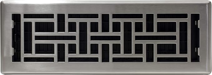 Decor Grates AJH414-NKL 4-Inch by 14-Inch Oriental Floor Register, Brushed - Image 2