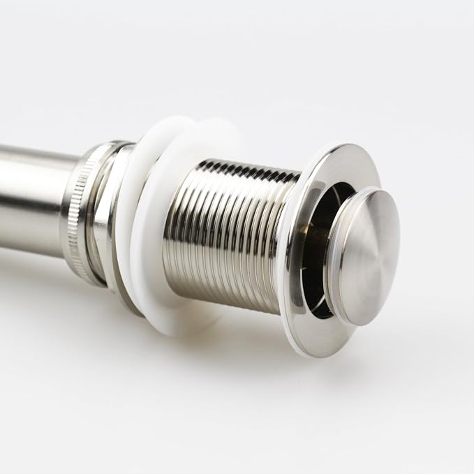 Bathroom Sink Pop Up Drain Without Overflow, Small Cap, Brushed Nickel - Image 3