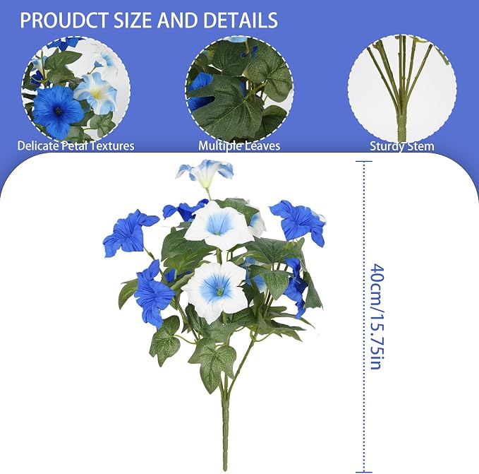 Artificial Flowers for Outdoors, Faux Petunias Spring Summer Decoration - Image 2