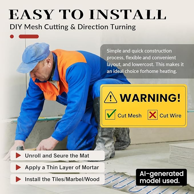 MAXKOSKO 15 sq ft Radiant Floor Heating System & Programmable Thermostat | 120V - Image 5