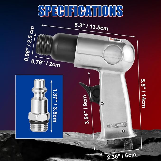 NYXOVA 150mm Air Hammer Kit, 4500 BPM Short Barrel Pneumatic Hammer | - Image 2