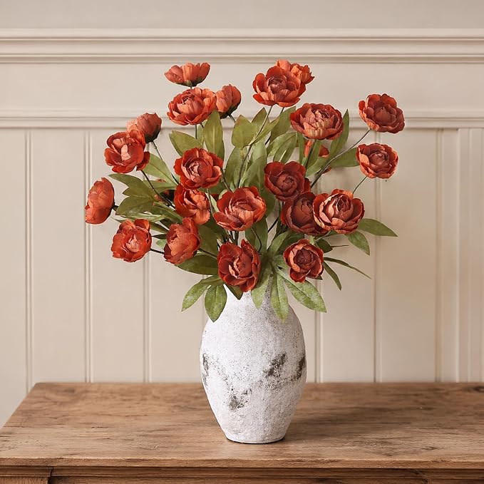 12 Pcs 27" Faux Silk Peony Artificial Fall Flowers Stems - Image 7