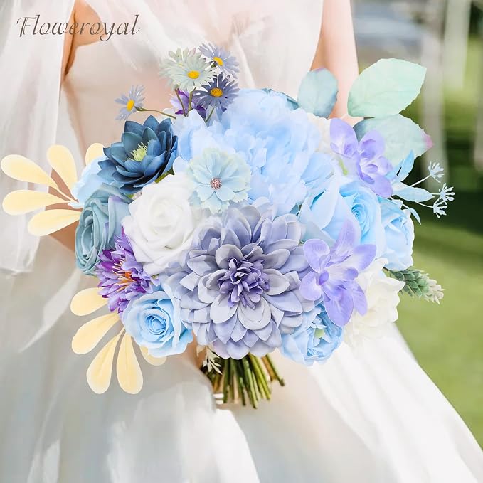 Artificial Flowers Combo Purple Flowers Mix Silk Flowers Dahlia Roses - Image 7