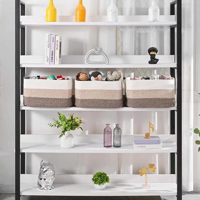 ICERZCZ Large Storage Baskets for Organizing Shelves, Woven Cotton Rope Bins - Image 2