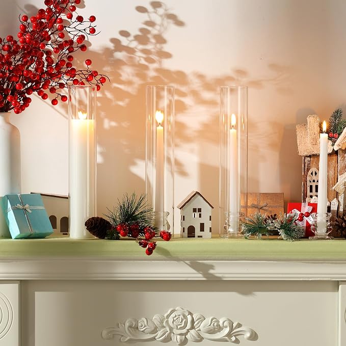 Teenyyou 36 Set Glass Hurricane Candle Holders Candlestick Bulk 12.6", Open - Image 7