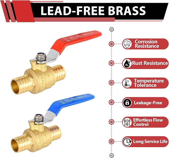 30-Pack EFIELD 1-Inch Pex Crimp Full Port Shut-off Brass Ball Valve - Image 3