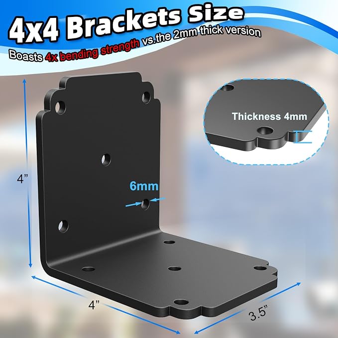 4"x4"x3.5" Heavy Duty L Bracket, 90 Degree Pergola Bracket - Image 6