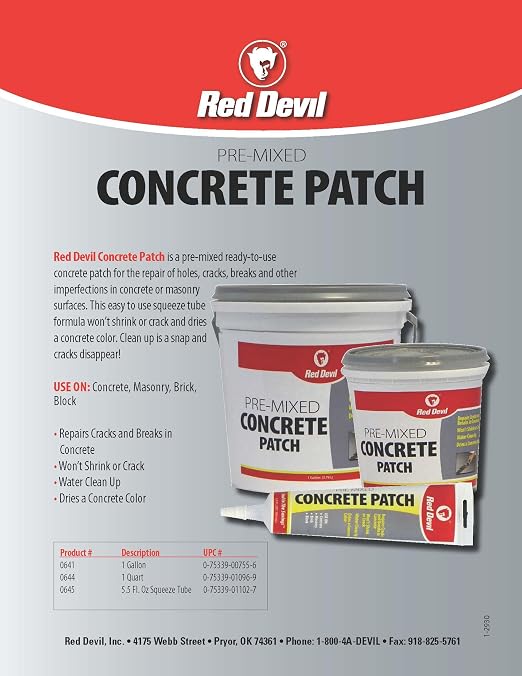 Red Devil 0645 Concrete Repair Patch, Cement Crack Filler, 5.5 Oz Squeeze Tube - Image 7