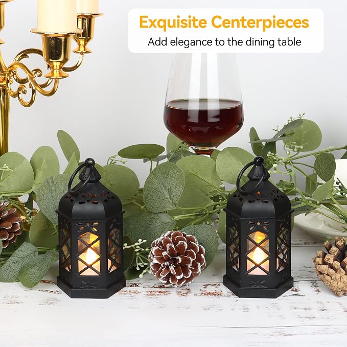 12-Pack Mini Lanterns, Small Candle Lanterns Decorative, Ramadan Eid Decor - Image 2