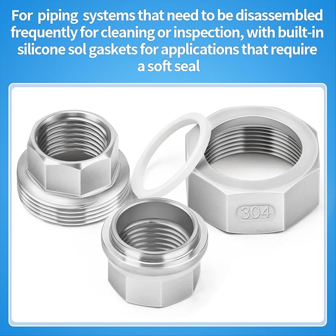 ChillWaves 304 Stainless Steel Cast Pipe Fitting, Union，1/2" NPT Female Thread - Image 4