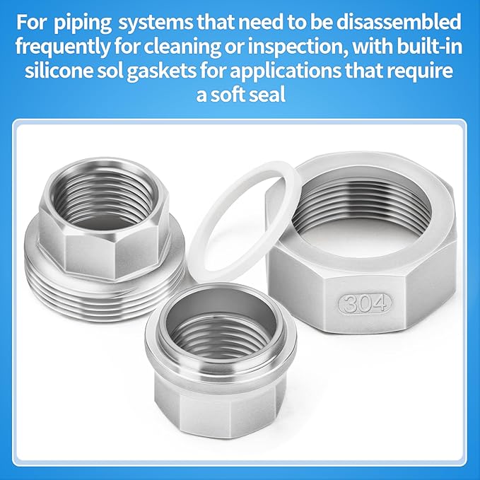 ChillWaves 304 Stainless Steel Cast Pipe Fitting, Union，3/8" NPT Female Thread - Image 4