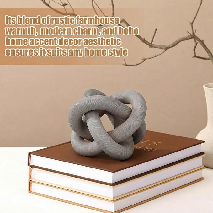 Yalikop 3 Link Wood Knot Decor Rustic Table Shelf Home Decor Accents, Boho - Image 4