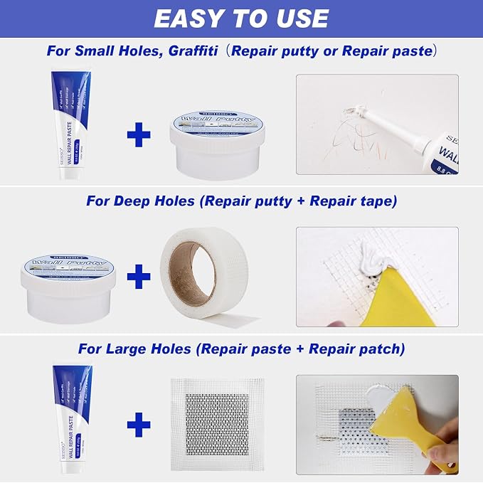 SEISSO Drywall Repair Kit, Wall Repair Paste Plaster, 1 Pack Wall Putty - Image 3