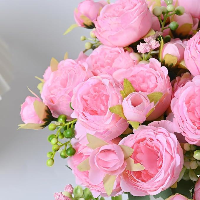 4 Packs Peonies Artificial Flowers, Light Pink Silk Artificial Peonies | Fake - Image 7