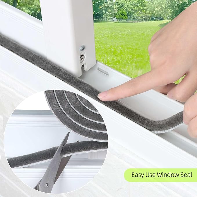 Felt Pile Weather Stripping for Doors, Self Adhesive Draft Blocker, Dust - Image 6