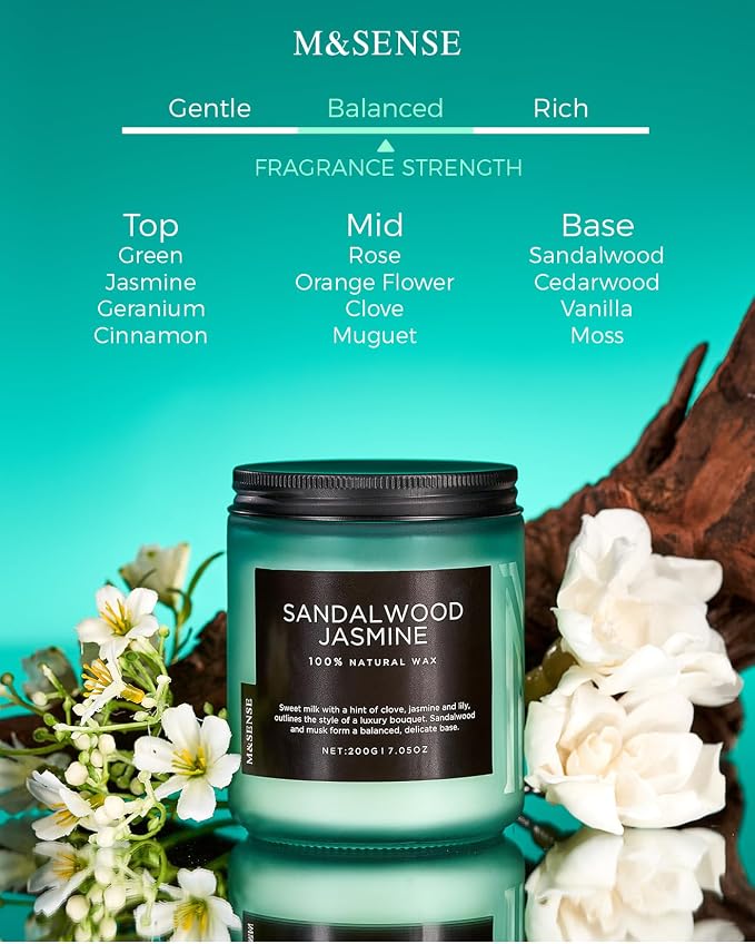 M&SENSE Sandalwood Jasmine Scented Candles - Image 2