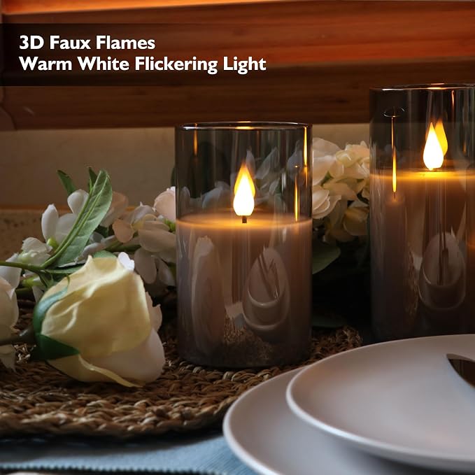Rhytsing Gray Glass Battery Operated LED Candles - Image 2