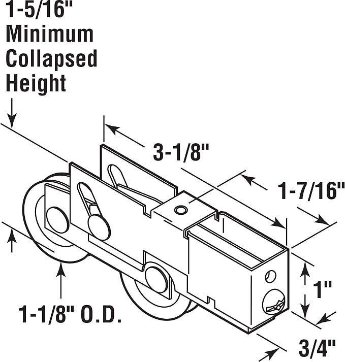 Prime-Line D 1791 Steel Sliding Door Roller, 1-1/8 in. Diameter | Tandem - Image 2