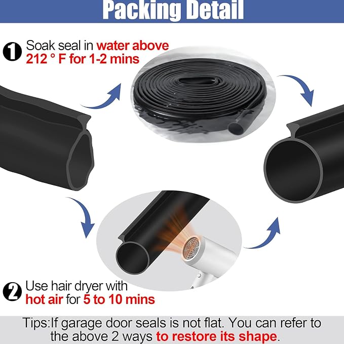 20FT Garage Door Seals Bottom Rubber, 0.35" Triangle Weather Stripping Seals - Image 3