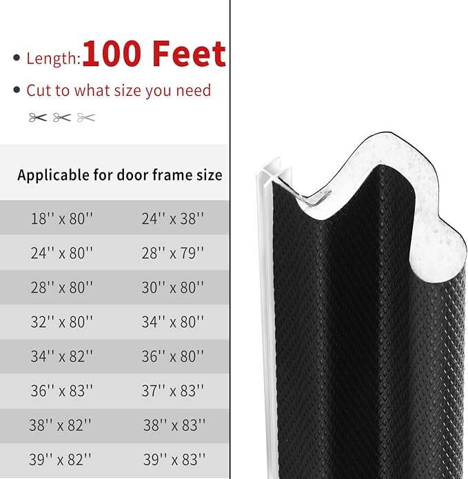 100 Feet Kerf Door Weather Stripping Door Seal, Long Reach V-Shaped Door Seal - Image 7