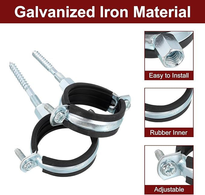 uxcell 6 Pcs Adjustable Pipe Bracket Clamp, 3-1/2" Wall Ceiling Mount Split - Image 4