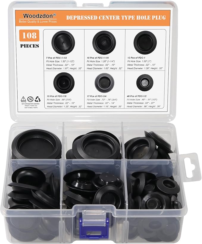 108pcs Plastic Plugs for Round Holes by Woodzdon