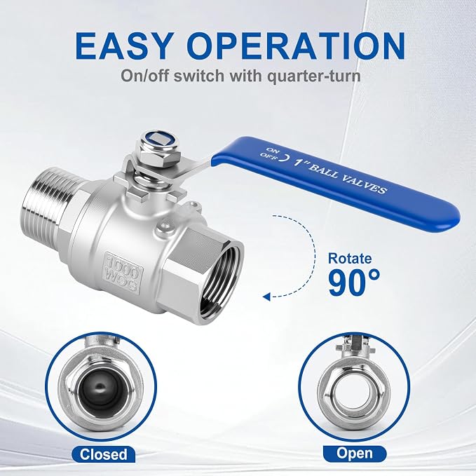 3/8 Ball Valve 2 Pack Full Port Male x Female NPT Thread Shut Off Valve | - Image 2
