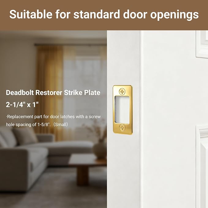 Deadbolt Restorer Strike Plates Narrow Side and Large Hole, Round Corner | - Image 3